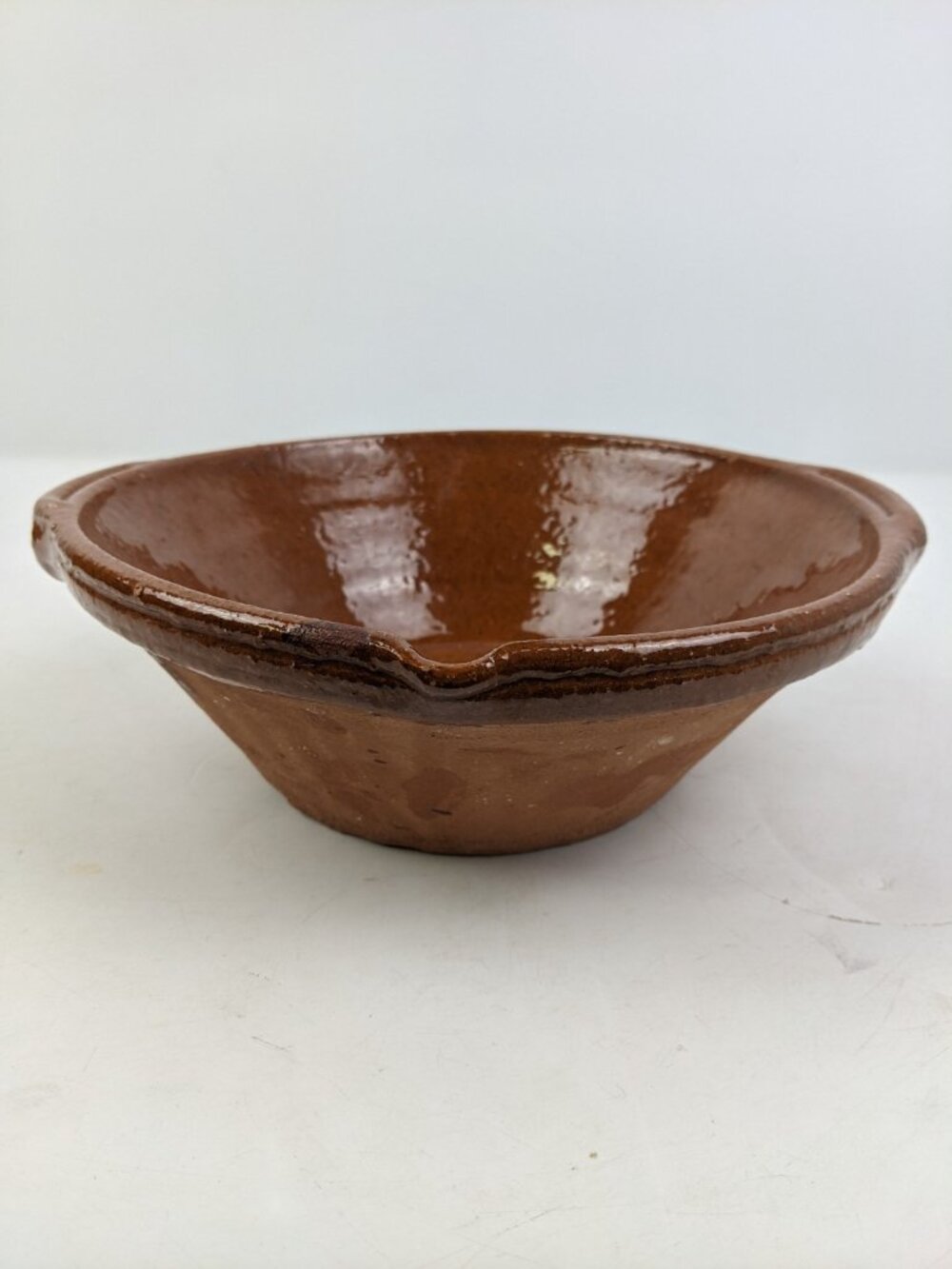 VINTAGE FRENCH GLAZED TERRACOTTA MIXING Serving Potterie BOWL TERRINE 10"